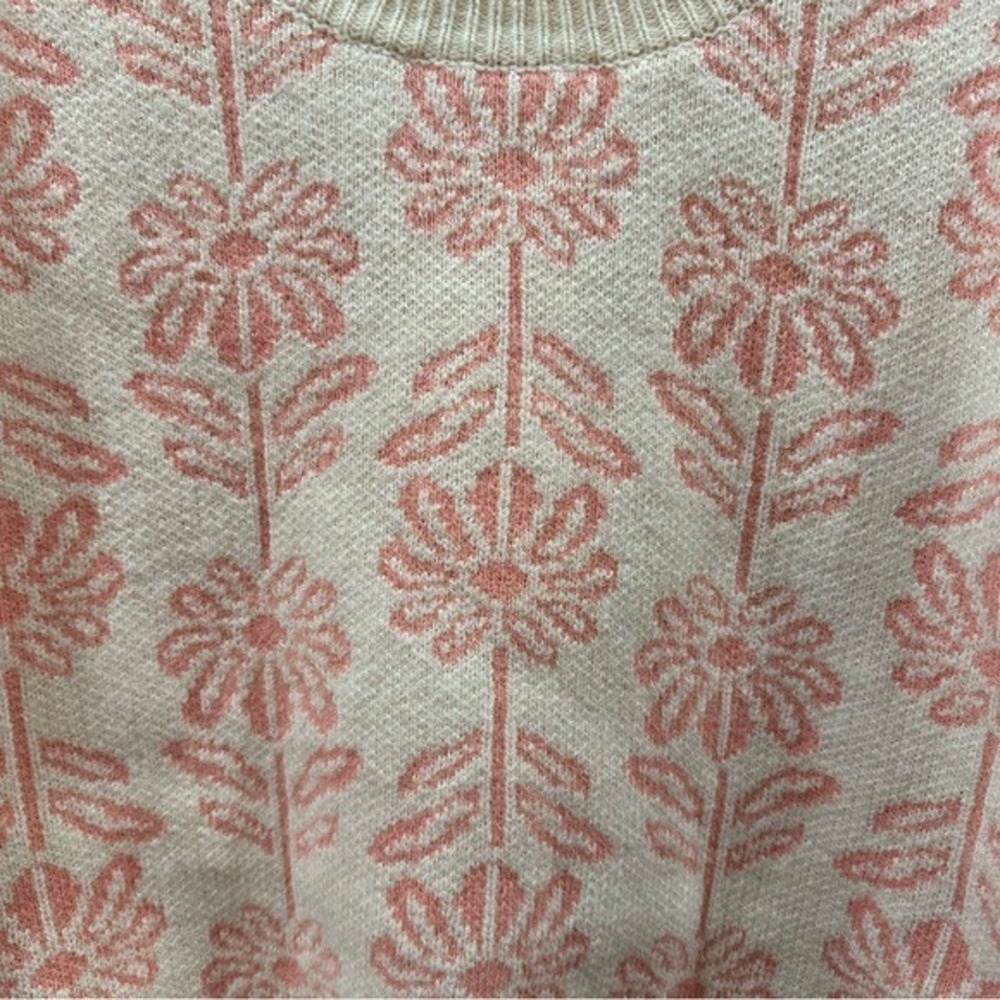 NEW &merci Women's Size L Apolline Floral Apricot Crush Knit Sweater Pink  Cream - Picture 6 of 12